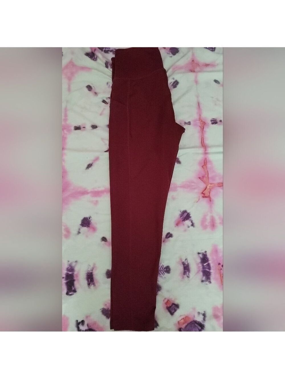 Ideology Solid Burgundy Pocketed Yoga Pants